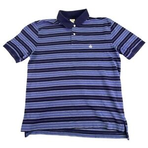 Brooks Brothers Polo Shirt Men's Large 346 Original Fit Striped Blue Preppy